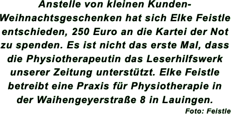 Anstelle von kleinen Kunden-Weihnachtsgeschenken hat